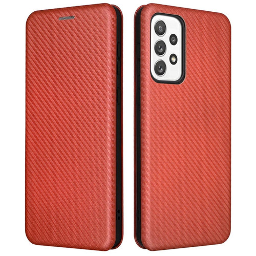 Other - Coque en TPU + PU texture en fibre de carbone avec support orange pour votre Samsung Galaxy A73 5G Other  - Coque, étui smartphone