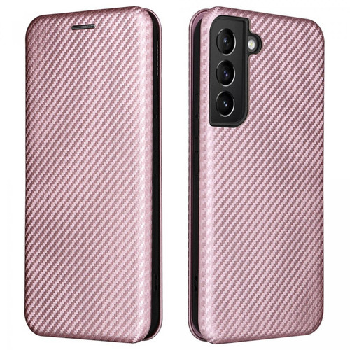 Other - Coque en TPU + PU texture en fibre de carbone, fermeture magnétique avec support et porte-carte or rose pour votre Samsung Galaxy S22 Other  - Accessoire Smartphone