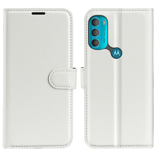 Other - Coque en TPU + PU texture litchi, anti-rayures avec support blanc pour votre Motorola Moto G71 5G Other  - Coque, étui smartphone