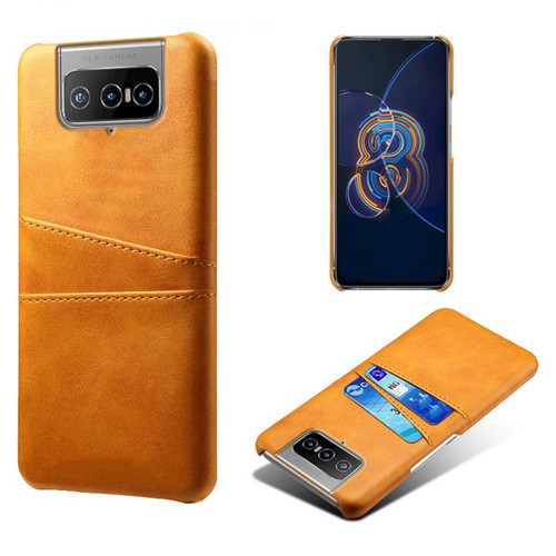 Other - Coque en TPU + PU Étui enduit avec porte-cartes double orange pour votre Asus Zenfone 8 Flip Other  - Coque, étui smartphone
