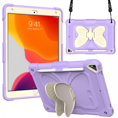Other - Coque en TPU + silicone avec béquille et bandoulière beige/violet clair pour votre Apple iPad 10.2 (2021)/(2020)/(2019) Other  - Accessoire Tablette