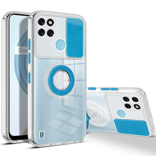Other - Coque en TPU anti-chute avec béquille en anneau et glissière pour appareil photo pour votre Realme C21Y - bleu - Accessoire Smartphone Realme