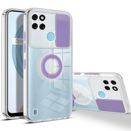 Other - Coque en TPU anti-chute avec béquille en anneau et glissière pour appareil photo pour votre Realme C21Y - violet - Accessoire Smartphone Realme