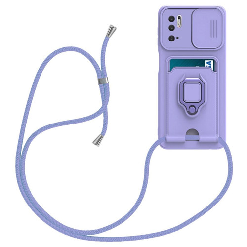 Other - Coque en TPU anti-rayures avec béquille, porte-carte et glissière pour appareil photo violet clair pour votre Xiaomi Redmi Note 10 5G Other  - Coque, étui smartphone