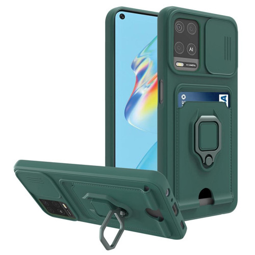 Other - Coque en TPU avec béquille en anneau rotatif et porte-carte, vert pour votre Oppo A54 4G Other  - Coque iphone 5, 5S Accessoires et consommables