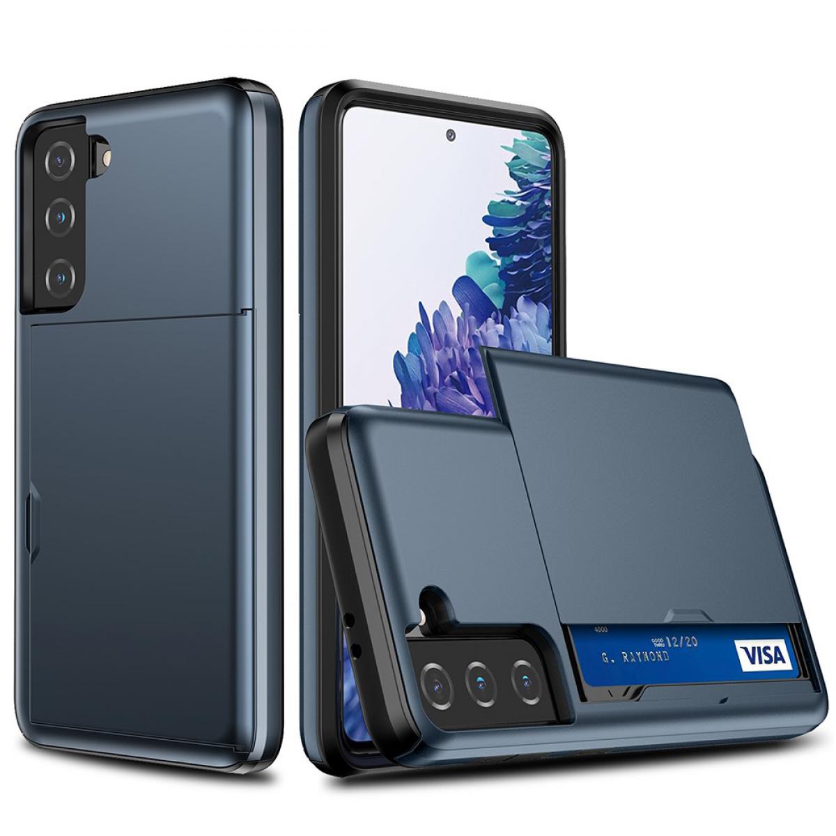 Coque, étui smartphone Other Coque en TPU Porte-Cartes Coulissant Hybride bleu pour votre Samsung Galaxy S21 FE