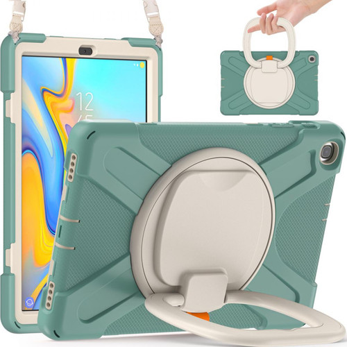 Other - Coque en TPU (Style B) avec béquille pivotante à 360° et bandoulière Vert foncé/blanc pour votre Samsung Galaxy Tab A 10.1 (2019) Other  - Housse, étui tablette