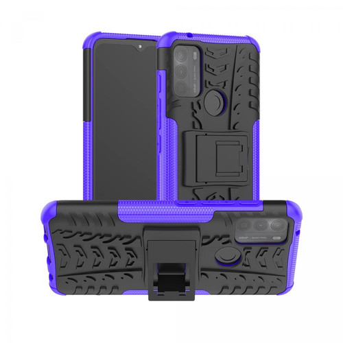 Other - Coque en TPU texture de pneu, hybride robuste 2-en-1, antichoc avec béquille violet pour votre Motorola Moto G50 Other  - Accessoire Smartphone