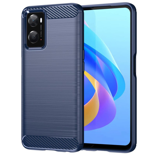 Coque, étui smartphone Other Coque en TPU texture fibre de carbone, bleu pour votre Oppo A36/Realme 9i