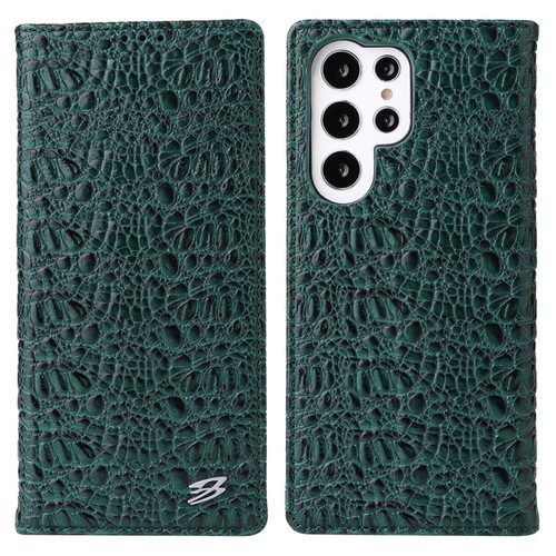 Other - Etui en cuir véritable FIERRE SHANN texture crocodile, antichoc, auto-absorbant magnétique vert pour votre Samsung Galaxy S22 Ultra 5G Other  - Accessoire Smartphone