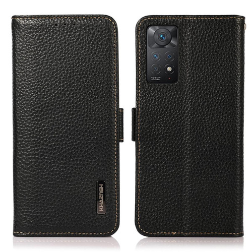 Other - Etui en cuir véritable Fonction de blocage RFID, texture litchi avec support, noir pour votre Xiaomi Redmi Note 11 Pro 5G (Qualcomm)/Note 11 Pro 4G (MediaTek) Other  - Coque, étui smartphone