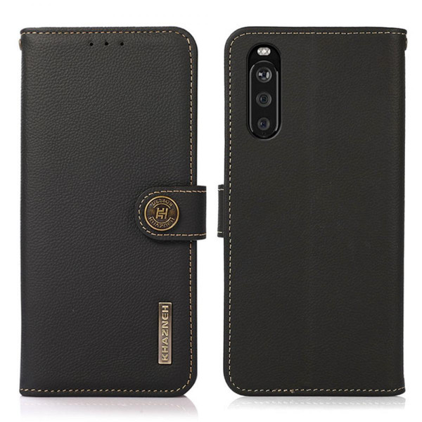 Coque, étui smartphone Other Etui en cuir véritable Revêtement texturé avec conception de balayage antivol RFID noir pour votre Sony Xperia 10 III