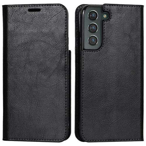 Other - Etui en cuir véritable texture cheval fou avec support noir pour votre Samsung Galaxy S22 Plus 5G Other  - Accessoire Smartphone