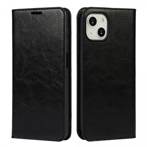 Other - Etui en cuir véritable texture crazy horse avec support noir pour votre Apple iPhone 13 6.1 pouces Other  - Accessoire Smartphone