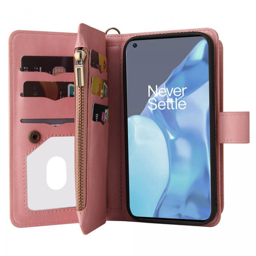 Other - Etui en PU + TPU 15 avec support, porte-cartes et poche zippée rose pour votre OnePlus 9 Pro Other  - Accessoire Smartphone