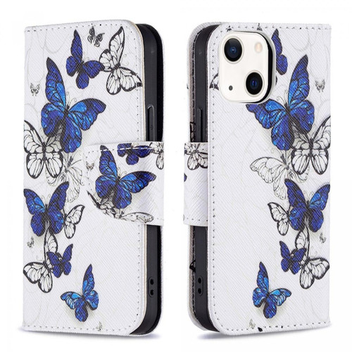 Other - Etui en PU + TPU antichoc magnétique avec support bleu/papillons blancs pour votre Apple iPhone 13 mini 5.4 pouces Other  - Accessoire Smartphone