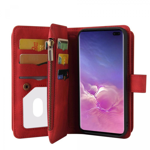 Other - Etui en PU + TPU antichute avec poche zippée et support rouge pour votre Samsung Galaxy S10 Plus Other - Accessoire Smartphone