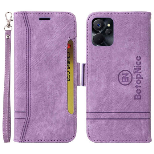 Other - Etui en PU + TPU BETOPNICE anti-chute, motif de ligne de couture avec support et sangle pour votre Realme 9i 5G/V20 5G - violet - Accessoire Smartphone Realme