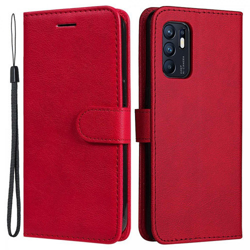 Other - Etui en PU + TPU couleur unie avec support rouge pour votre Oppo Reno6 4G Other  - Coque, étui smartphone
