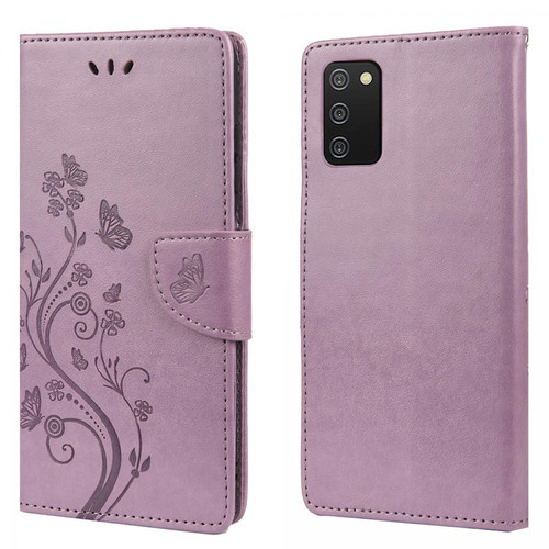 Other - Etui en PU + TPU motif fleur et papillon avec support violet pour votre Samsung Galaxy A03s Other  - Accessoire Smartphone