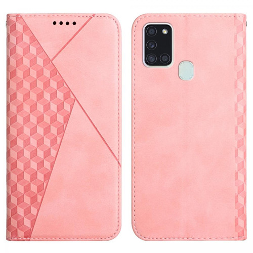 Coque, étui smartphone Other Etui en PU + TPU motif losange, auto-absorbé, avec support or rose pour votre Samsung Galaxy A21s (Global Version)