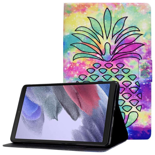 Housse, étui tablette Other Etui en PU anti-chocs avec support et porte-cartes pour votre Samsung Galaxy Tab A7 Lite 8.7-pouces T220/T225 - Ananas coloré