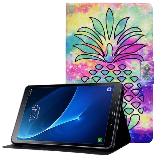 Housse, étui tablette Other Etui en PU anti-chute avec support et porte-cartes pour votre Samsung Galaxy Tab A 10.1 (2016) T580/T585 - Ananas coloré