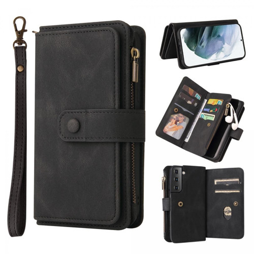 Other - Etui en PU anti-empreintes digitales avec porte-cartes et pochette zippée noir pour votre Samsung Galaxy S22 Other  - Coque, étui smartphone