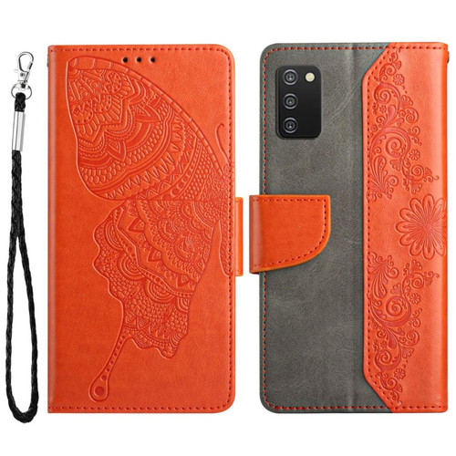 Other - Etui en PU anti-rayures, antichoc, motif papillon et fleur avec support orange pour votre Samsung Galaxy A03s (164.2 x 75.9 x 9.1mm) Other  - Coque, étui smartphone