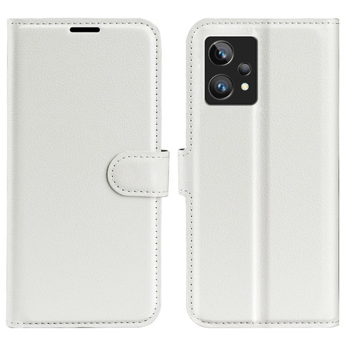 Other - Etui en PU anti-scratch, texture litchi, anti-poussière avec support, blanc pour votre Realme 9 Pro+ Other  - Coque, étui smartphone