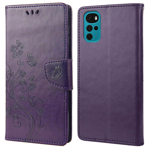 Other - Etui en PU antichoc, motif papillons avec support violet pour votre Motorola Moto G22 Other  - Coque, étui smartphone