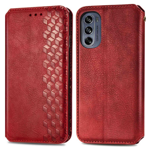 Coque, étui smartphone Other Etui en PU auto-absorbé magnétique, motif losange avec support pour votre Motorola Moto G62 5G - rouge