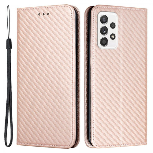 Other - Etui en PU auto-absorbé, texture en fibre de carbone avec support or rose pour votre Samsung Galaxy A52 5G/A52s 5G/A52 4G Other  - Accessoires et consommables