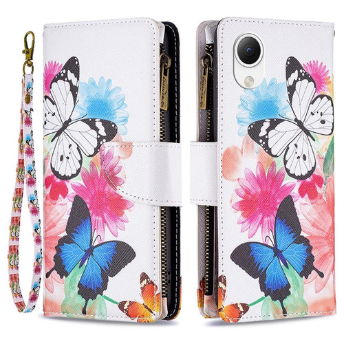 Other - Etui en PU avec support et pochette zippée pour votre Samsung Galaxy A23e - Deux papillons Other  - Coque, étui smartphone