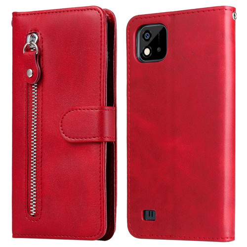 Other - Etui en PU avec support et pochette zippée rouge pour votre Realme C20/C11 (2021) - Accessoire Smartphone Realme