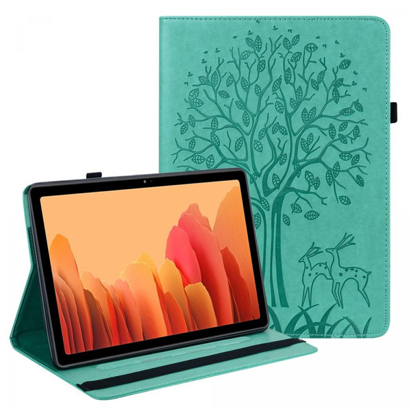 Housse, étui tablette Other Etui en PU avec support et porte-cartes, motif arbre et cerf vert pour votre Samsung Galaxy Tab S7 SM-T870/SM-T875/SM-T876B