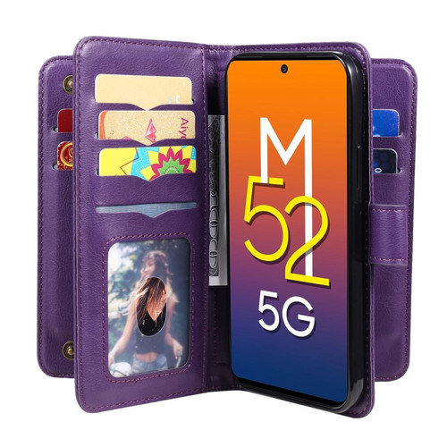 Other - Etui en PU avec support et porte-cartes violet pour votre Samsung Galaxy M52 5G Other  - Accessoires Samsung Galaxy Accessoires et consommables