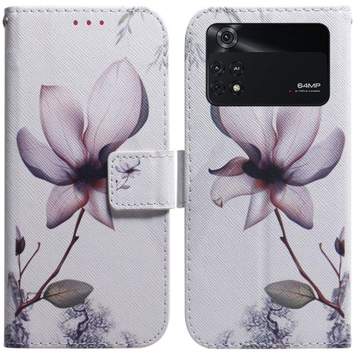 Other - Etui en PU avec support, fleur rose pour votre Xiaomi Poco M4 Pro Other  - Coque, étui smartphone