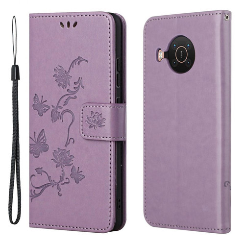 Other - Etui en PU Conception de fleurs de papillon élégantes violet clair pour votre Nokia X10/X20 Other  - Marchand Magunivers