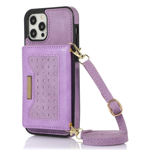 Other - Etui en PU décor strass, fonction blocage RFID avec béquille et bandoulière pour votre iPhone 12/12 Pro 6.1 pouces - violet Other  - Marchand Magunivers