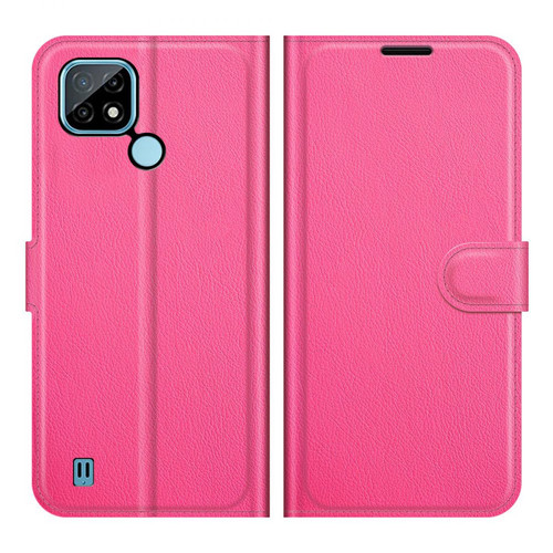 Other - Etui en PU Design Litchi Texture Flip avec support rose pour votre Realme C21 - Accessoire Smartphone Realme
