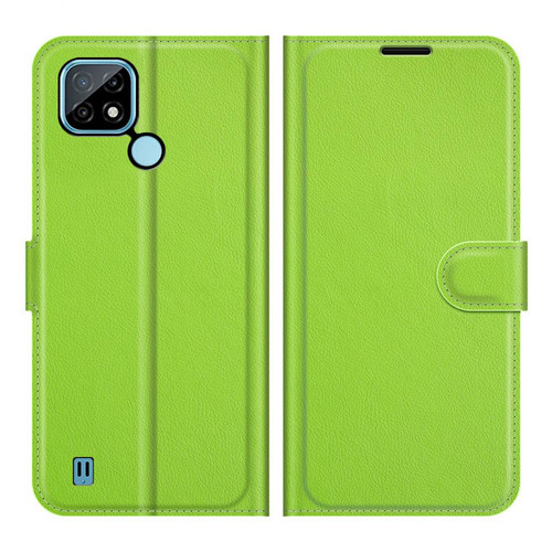 Other - Etui en PU Design Litchi Texture Flip avec support vert pour votre Realme C21 Other  - Coque, étui smartphone
