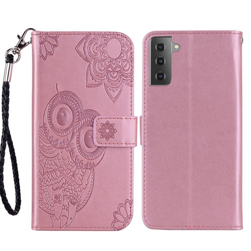 Other - Etui en PU Empreinte Hibou Fleur avec support or rose pour votre Samsung Galaxy S21 FE Other - Accessoire Smartphone