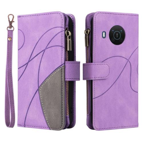 Other - Etui en PU épissage bicolore avec porte-cartes et pochette à fermeture éclair, violet clair pour votre Nokia X20/X10 Other  - Accessoire Smartphone