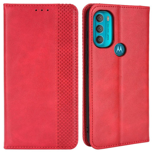 Other - Etui en PU fermeture automatique magnétique, style rétro avec support rouge pour votre Motorola Moto G71 5G Other  - Coque, étui smartphone
