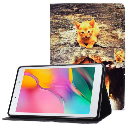 Housse, étui tablette Other Etui en PU fermeture magnétique avec support et porte-cartes pour votre Samsung Galaxy Tab A 8.0 (2019) SM-T290 (Wi-Fi)/SM-T295 (LTE) - Chat et lion