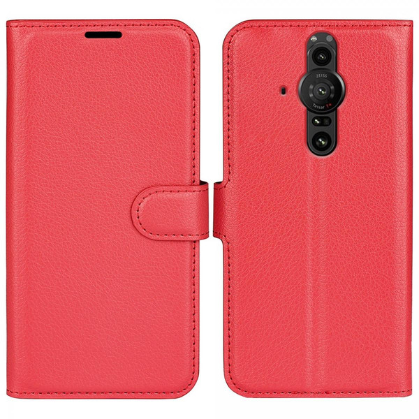 Coque, étui smartphone Other Etui en PU fermeture magnétique, texture litchi rouge pour votre Sony Xperia Pro-I