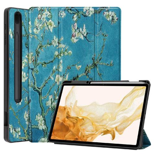 Other - Etui en PU fonction veille/réveil automatique avec support et porte-stylo Fleur d'abricot pour votre Samsung Galaxy Tab S8 Plus Other  - Accessoire Tablette