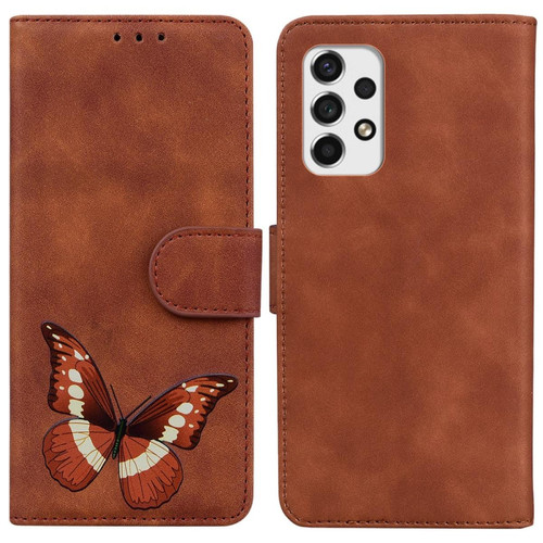 Other - Etui en PU grand motif papillon avec support marron pour votre Samsung Galaxy A73 5G Other  - Accessoire Smartphone