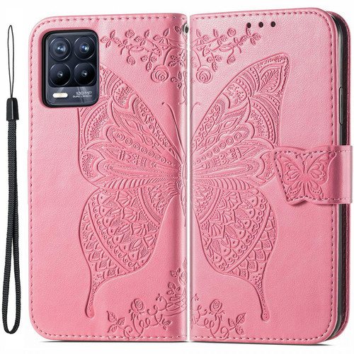 Other - Etui en PU Impression de gros papillons avec support rose pour votre Realme 8/8 Pro Other  - Accessoire Smartphone